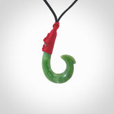 These pendants are hand carved, green jade Hawaiian hooks or Makau pendants. They are beautifully finished in a high polish and bound with an adjustable cord. Hand made jewellery that make the most wonderful gifts. Free shipping worldwide.